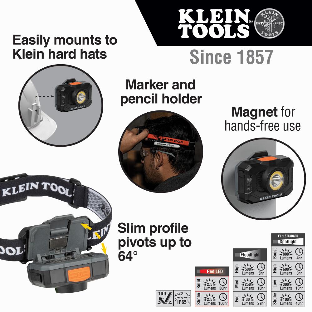 Klein Tools 56414 Rechargeable 2-Color LED Headlamp with Adjustable Strap