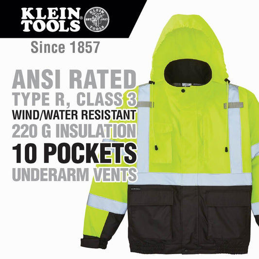 Klein Tools 60364 High-Visibility Winter Bomber Jacket, L