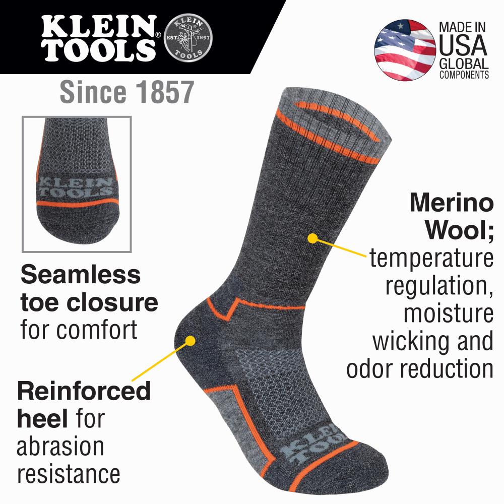 Klein Tools 60508 Performance Thermal Socks, L