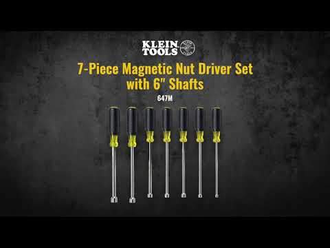 Klein Tools 647M 7 Piece Magnetic Nut Driver Set 6" Shanks