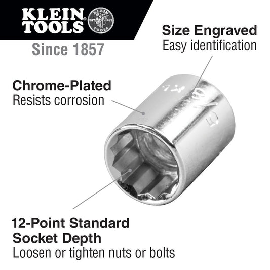 Klein Tools 65510 1/2" Dr Socket Set