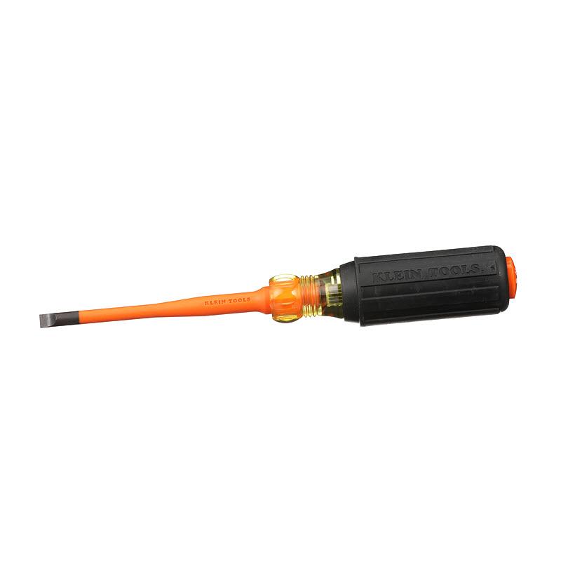 Klein Tools 6924INS Slim-Tip Insulated Screwdriver, 1/4-Inch Cabinet, 4-Inch Round Shank