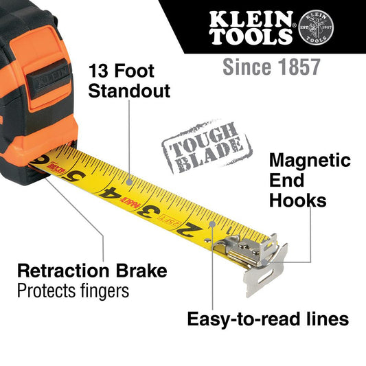 Klein Tools 9230 Tape Measure, 30-Foot Magnetic Double-Hook