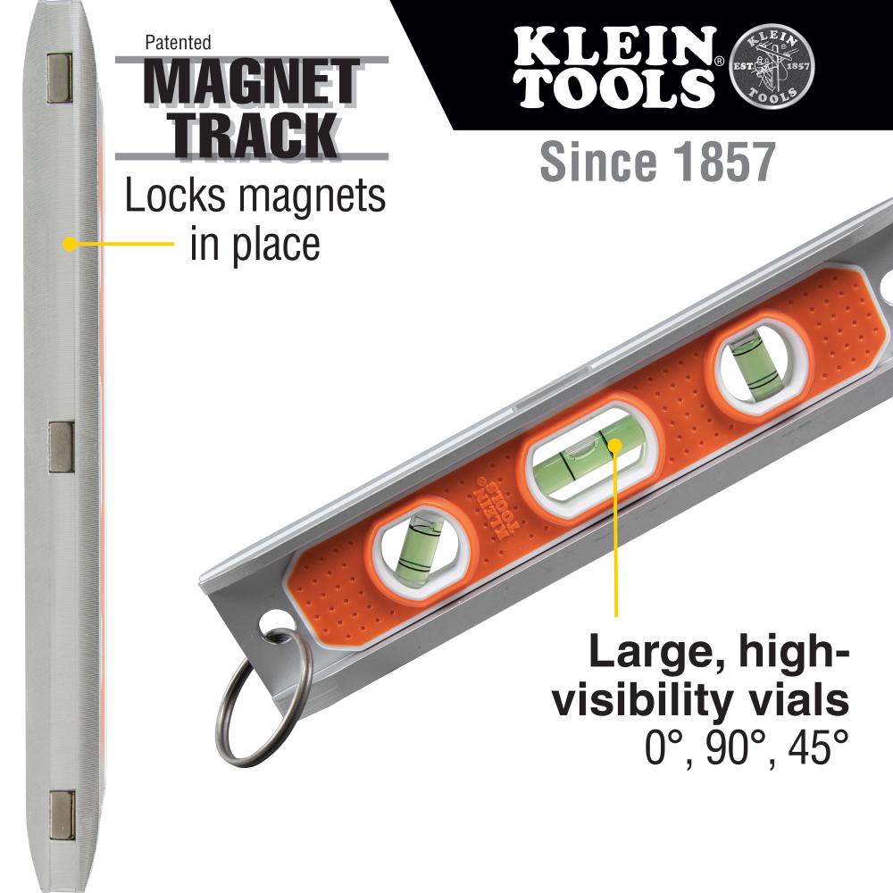 Klein Tools 9319RETT Magnetic Torpedo Level with Tether Ring