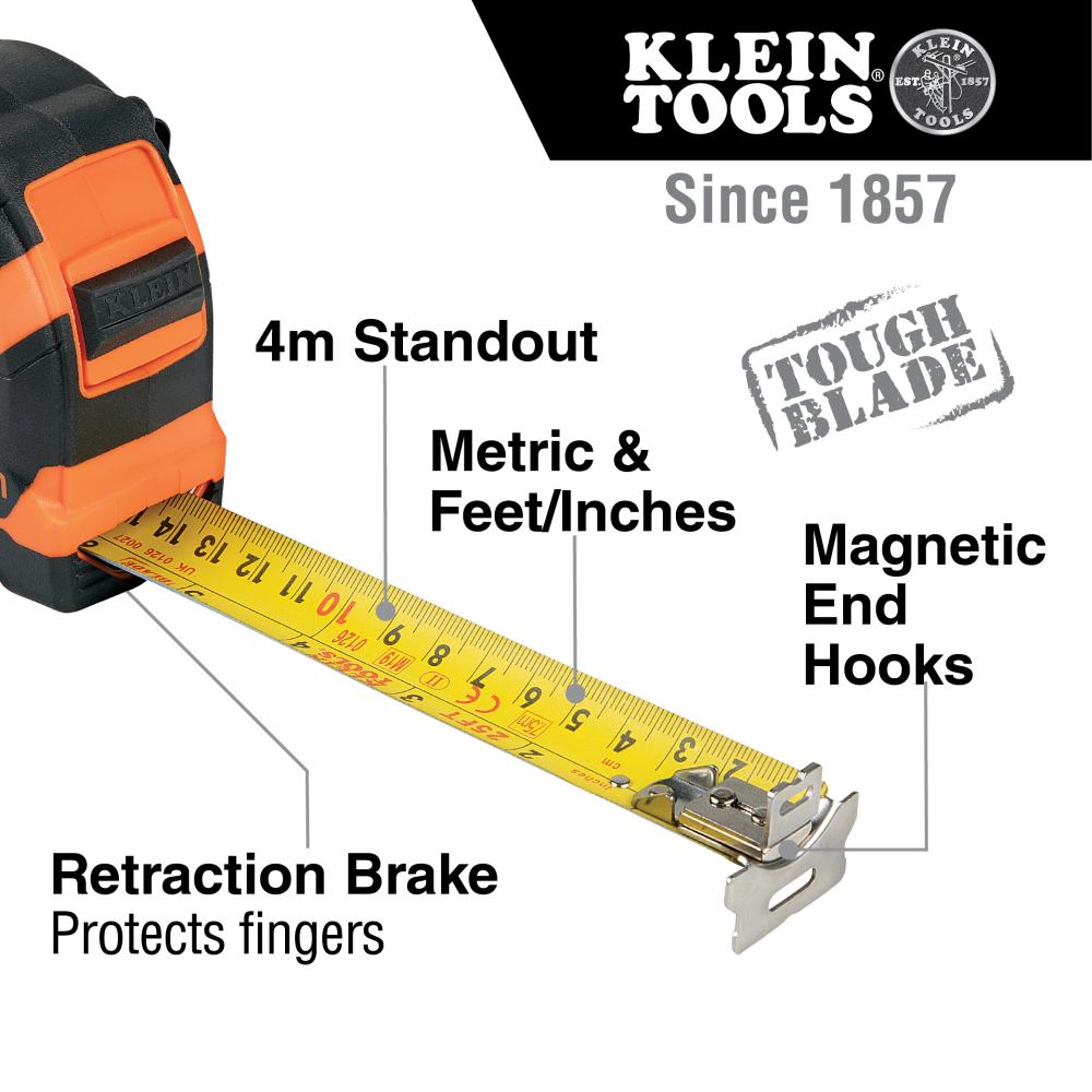 Klein Tools 9375 Tape Measure, 7.5-Meter Magnetic Double-Hook