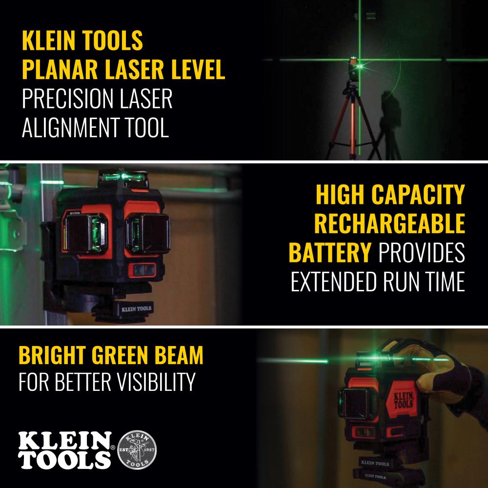 Klein Tools 93PLL Rechargeable Self-Leveling Green Planar Laser Level