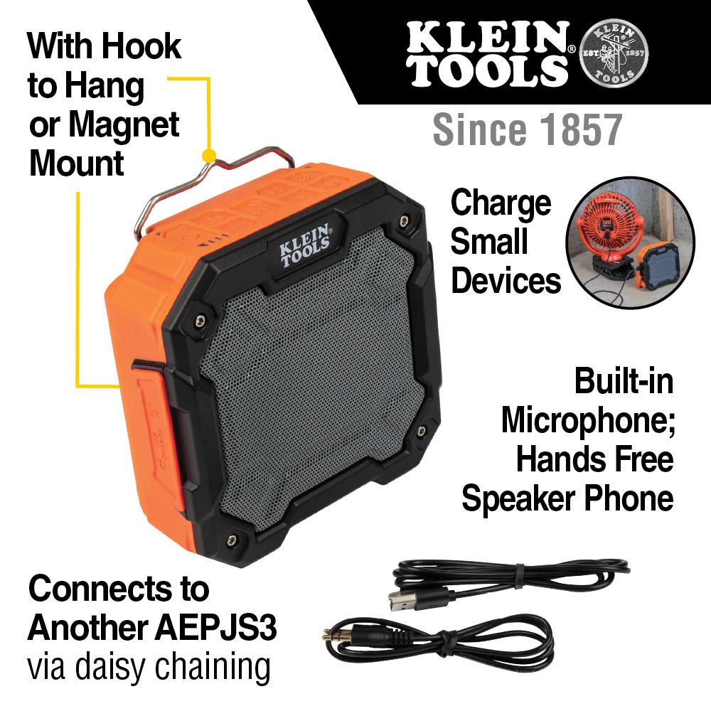 Klein Tools AEPJS3 Bluetooth® Jobsite Speaker with Magnet and Hook