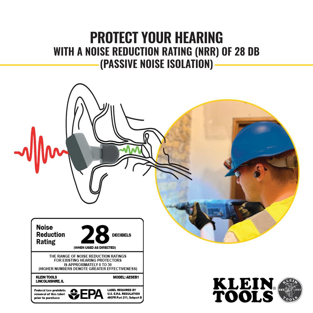 Klein Tools AESEB1 Bluetooth® Jobsite Earbuds