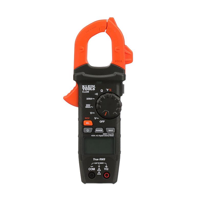 Klein Tools CL220 Digital Clamp Meter, AC Auto-Ranging 400 Amp with Temp