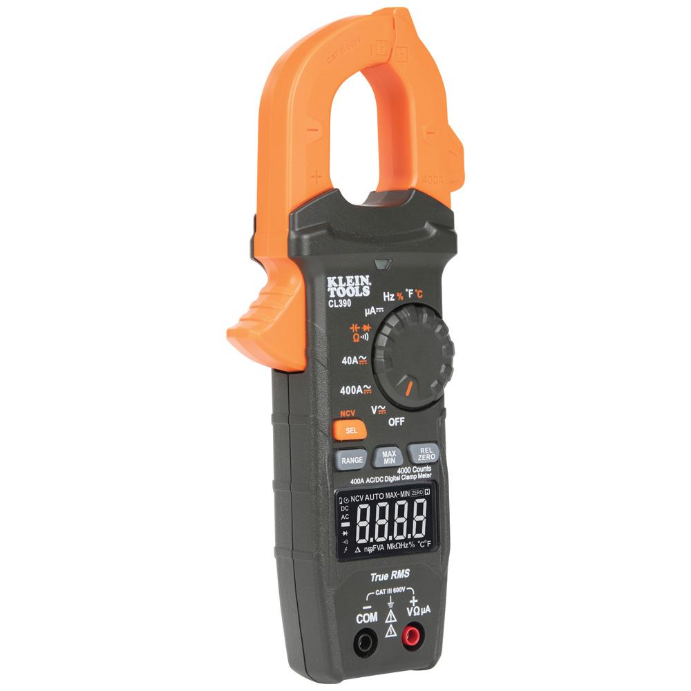 Klein Tools CL390 AC/DC Digital Clamp Meter, Auto-Ranging 400 Amp