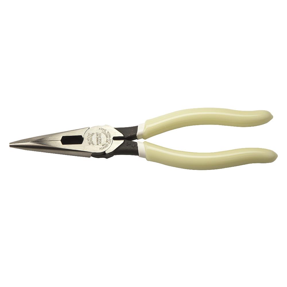 Klein Tools D203-8-GLW Pliers, Needle Nose Side-Cutters, High-Visibility, 8-Inch