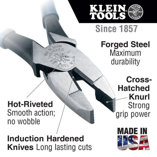 Klein Tools D213-9NETT Pliers, High-Leverage Side Cutters, Tether Ring