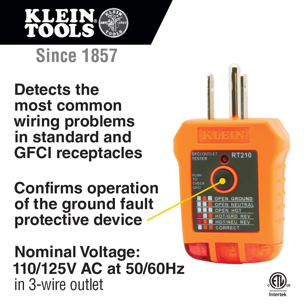 Klein Tools ET45VP AC/DC Voltage and GFCI Receptacle Outlet Test Kit