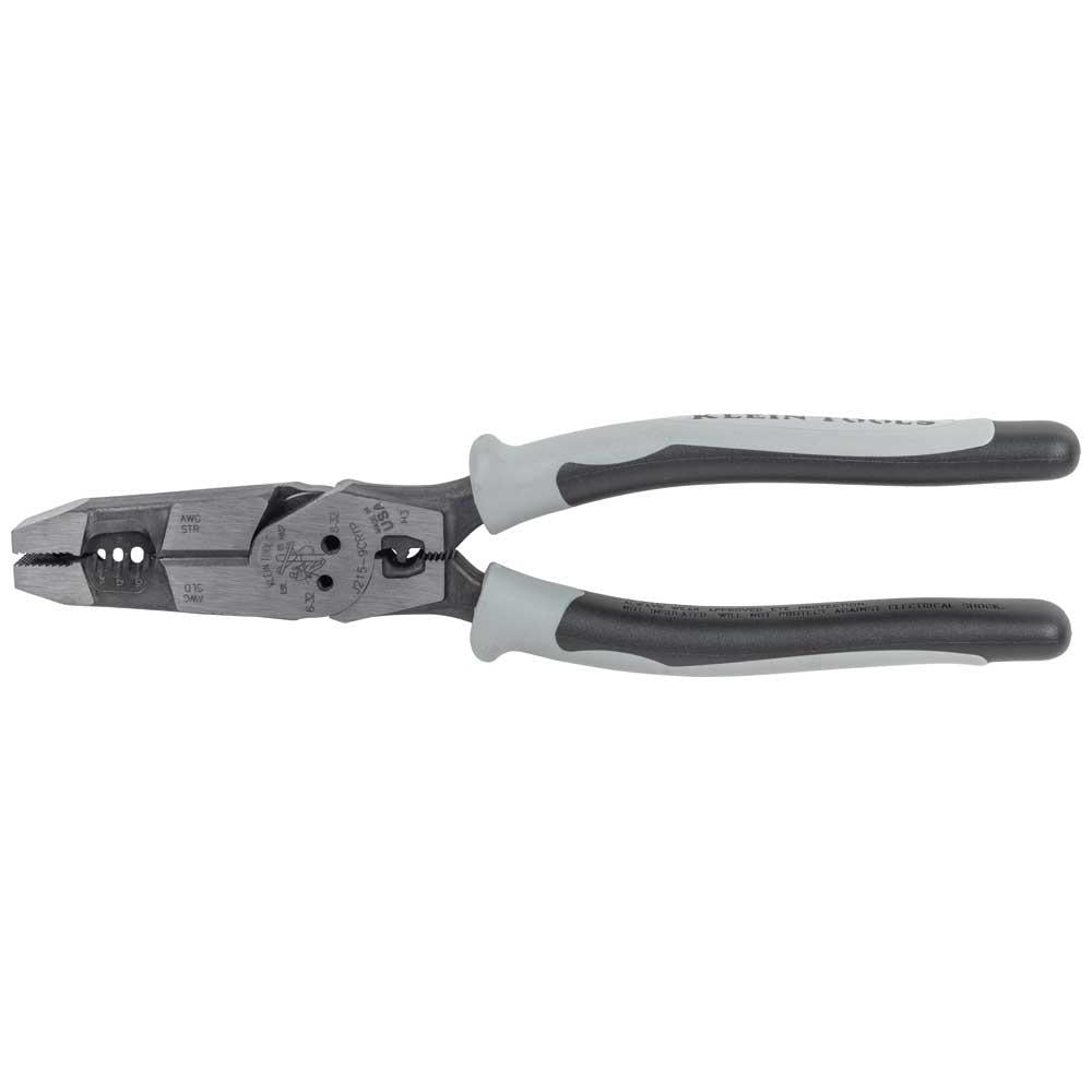 Klein Tools J2159CRTP Hybrid Pliers with Crimper, Fish Tape Puller and Wire Stripper