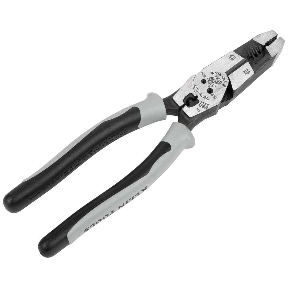 Klein Tools J2159CRTP Hybrid Pliers with Crimper, Fish Tape Puller and Wire Stripper