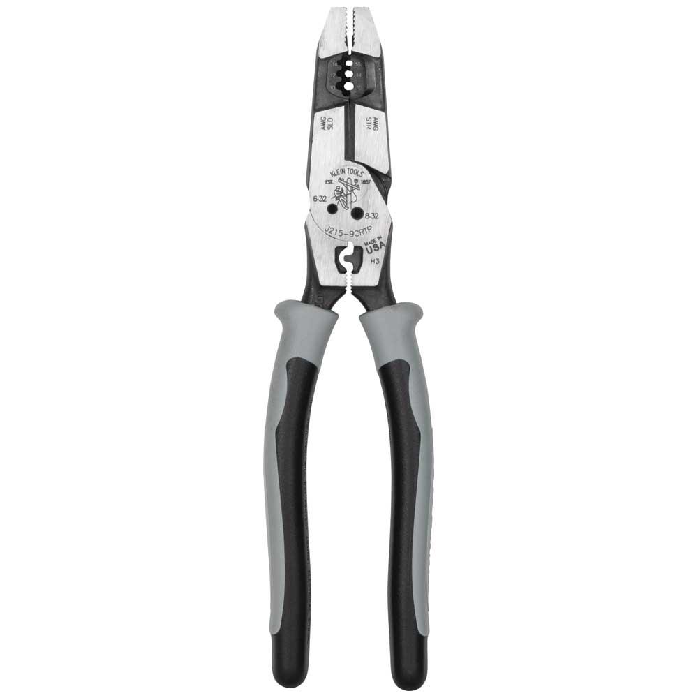 Klein Tools J2159CRTP Hybrid Pliers with Crimper, Fish Tape Puller and Wire Stripper