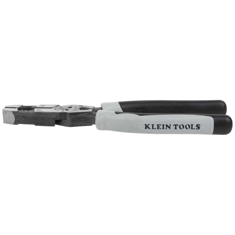 Klein Tools J2159CRTP Hybrid Pliers with Crimper, Fish Tape Puller and Wire Stripper