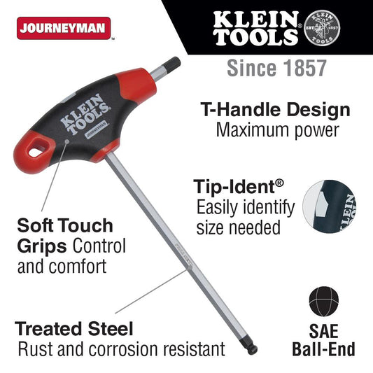 Klein Tools JTH6E06BE 3/32" Hex Ball-End Journeyman T-Handle 6"