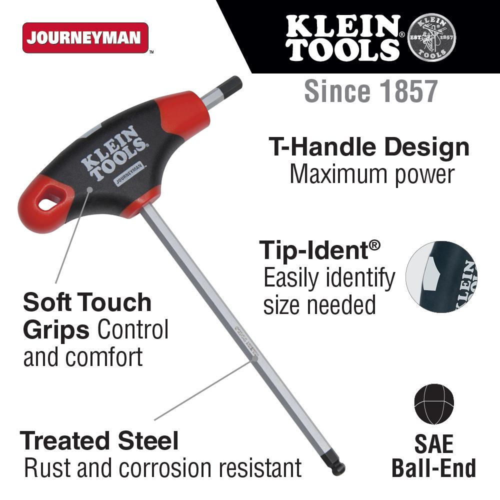 Klein Tools JTH6E08BE 1/8" Hex Ball-End Journeyman T-Handle 6" (6 EA)