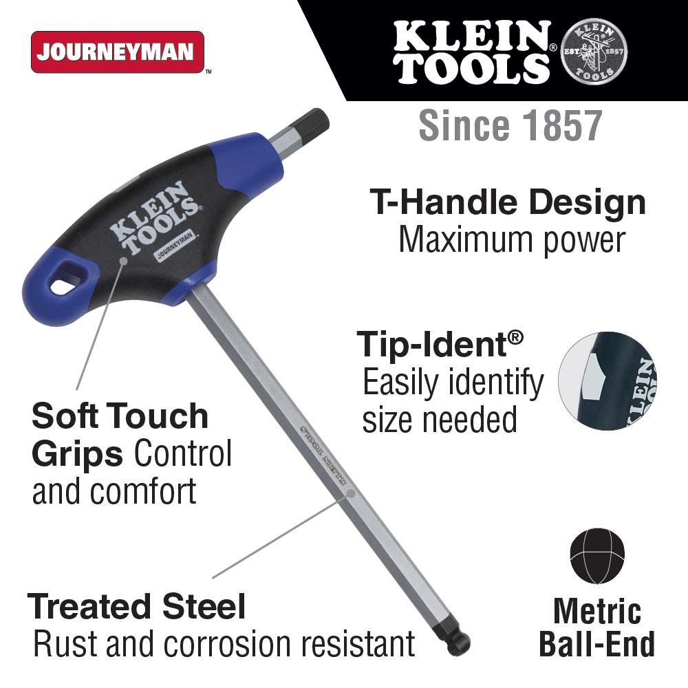 Klein Tools JTH6M2BE 2 Mm Hex Ball-End Journeyman T-Handle 6" (6 EA)