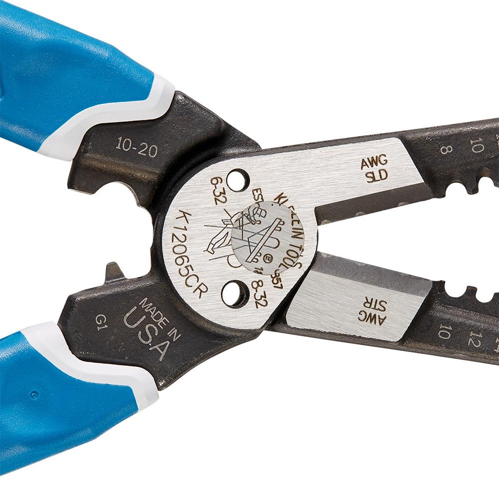 Klein Tools K12065CR Klein-Kurve® Heavy-Duty Wire Stripper / Cutter / Crimper Multi Tool, 8-20 AWG