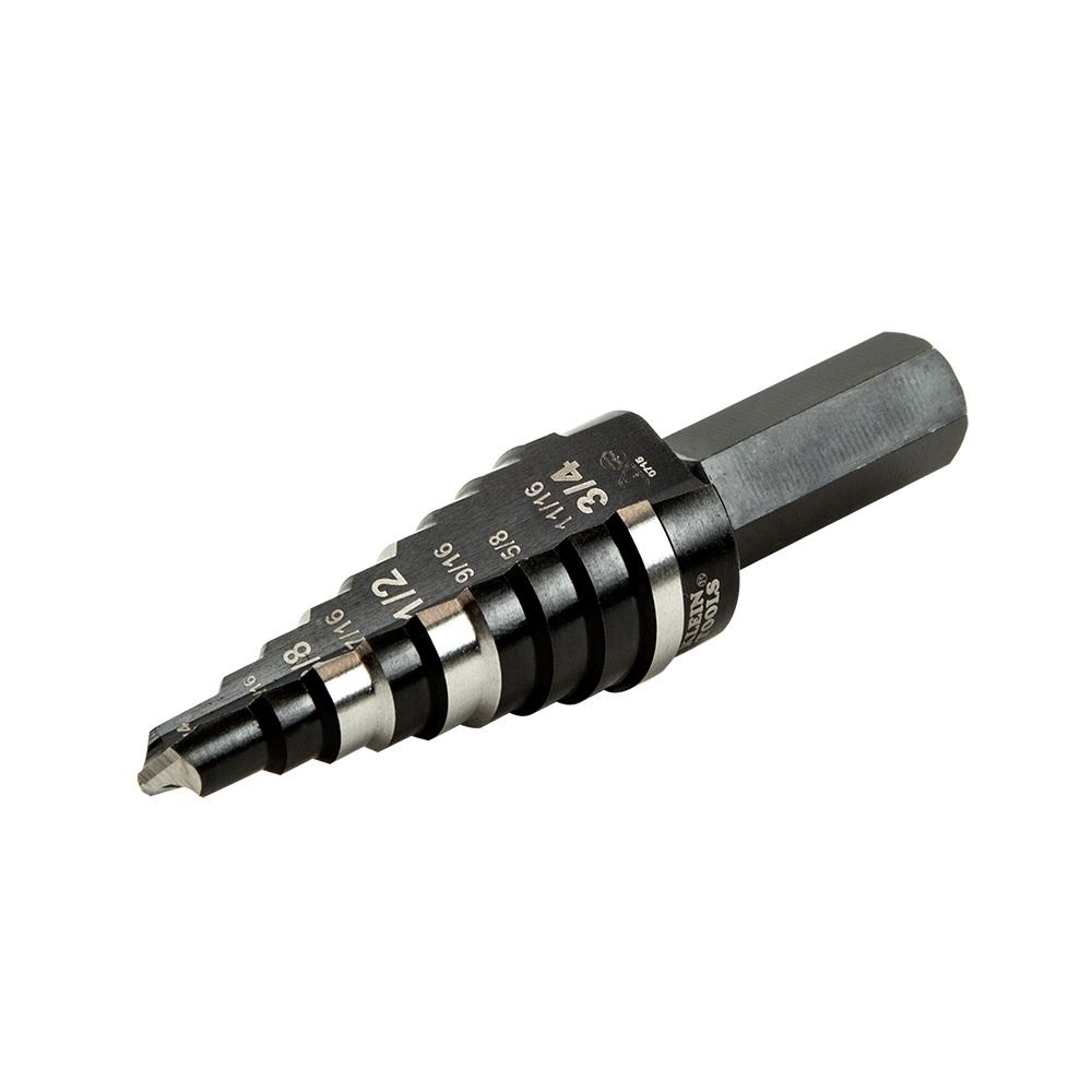 Klein Tools KTSB03 Step Drill Bit Double Fluted #3, 1/4 to 3/4-Inch