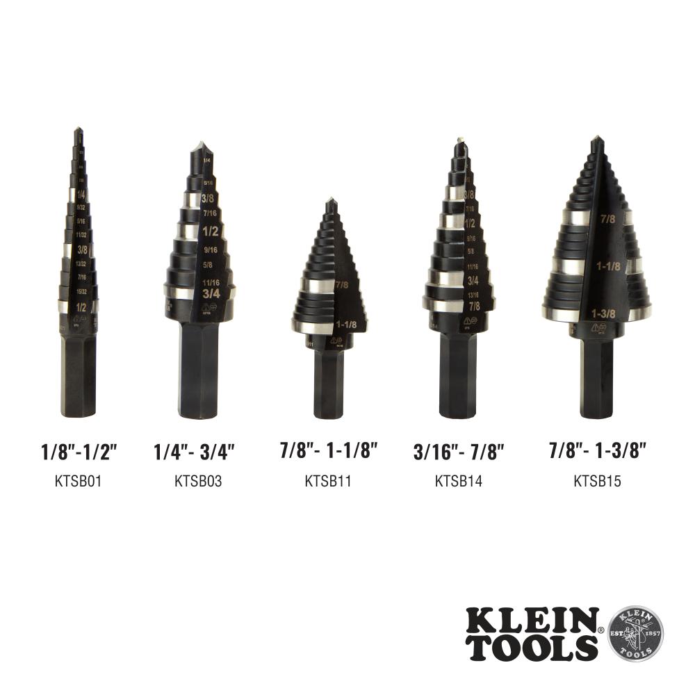 Klein Tools KTSB11 Step Drill Bit #11 Double-Fluted 7/8 to 1-1/8-Inch