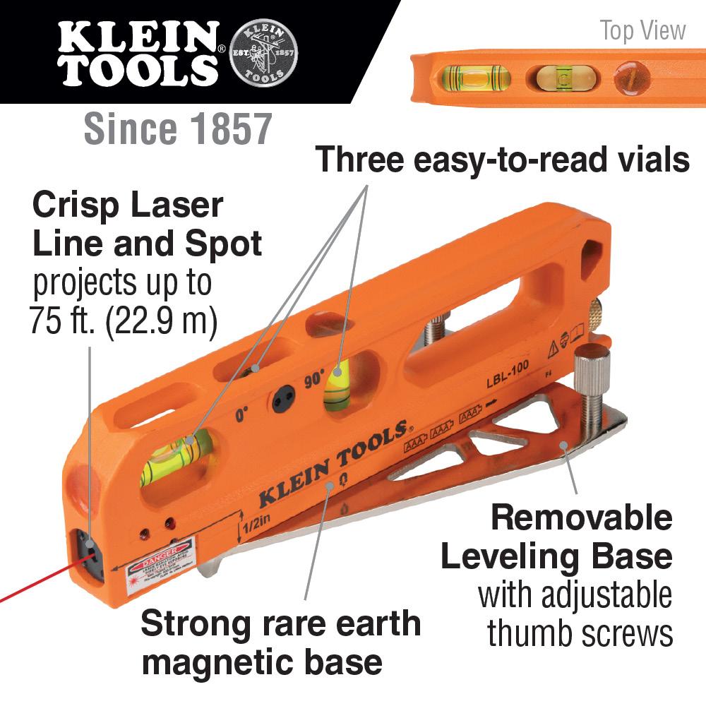 Klein Tools LBL100 Laser Level with Bubble Vials, Magnetic