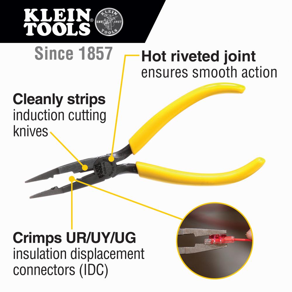 Klein Tools VDV026-049 Pliers, Connector Crimping Needle Nose, 7-Inch