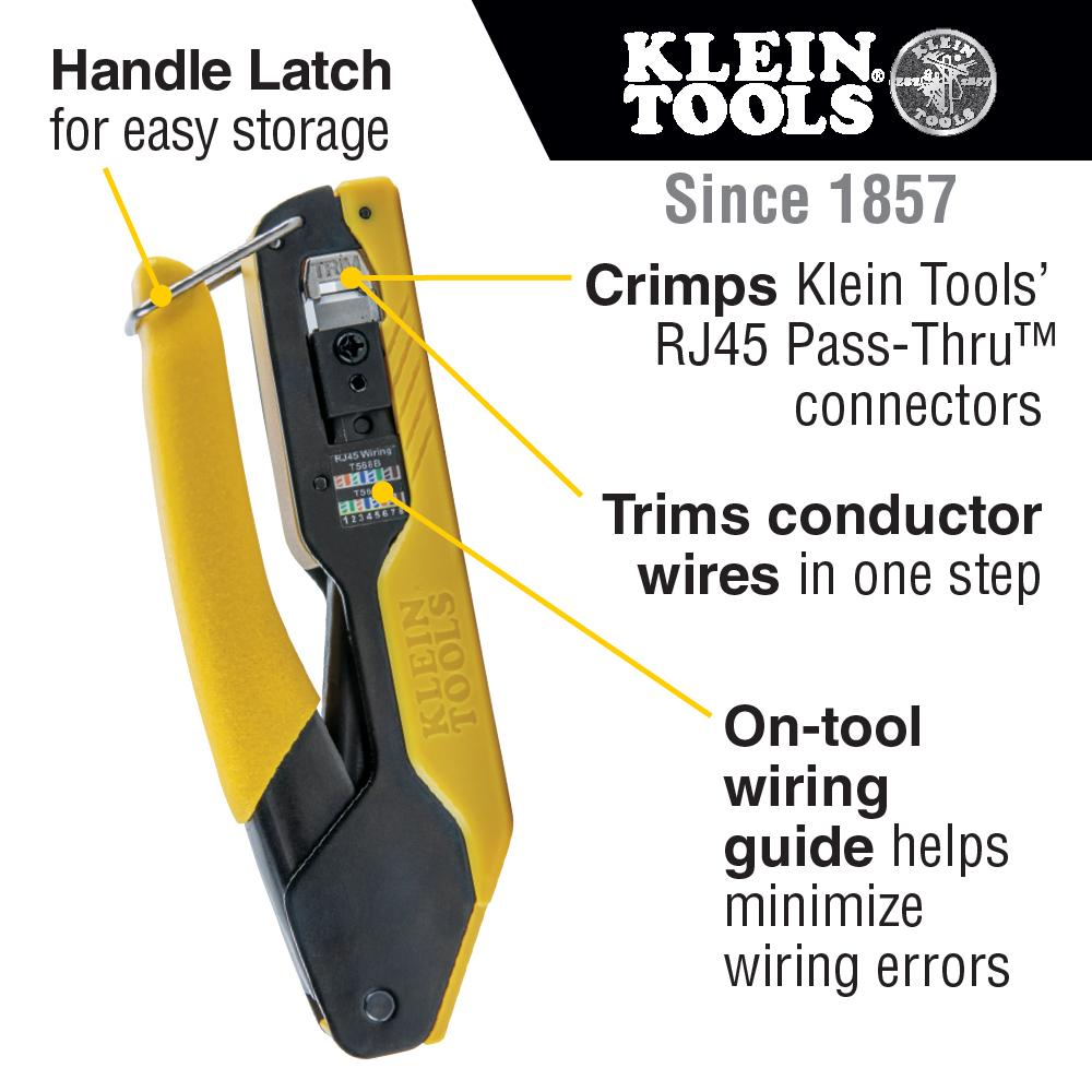 Klein Tools VDV226-005 Data Cable Crimping Tool for Pass-Thru, Compact