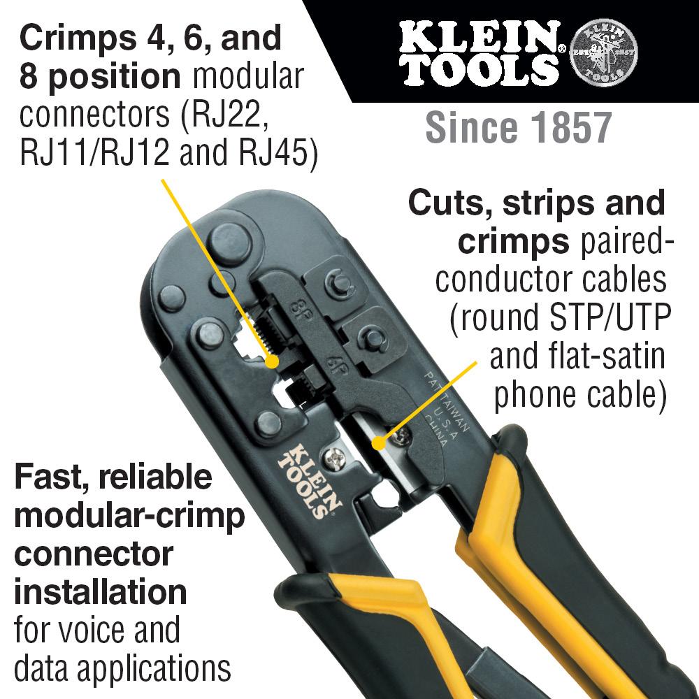 Klein Tools VDV226-011-SEN Ratcheting Data Cable Crimper / Stripper / Cutter