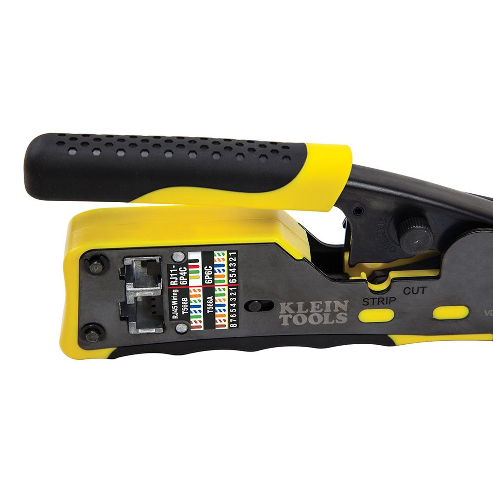 Klein Tools VDV226-110 Ratcheting Cable Crimper / Stripper / Cutter, for Pass-Thru