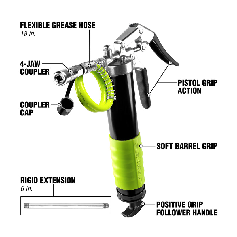 FlexZilla L1325FZ Heavy Duty Pistol Grip Grease Gun