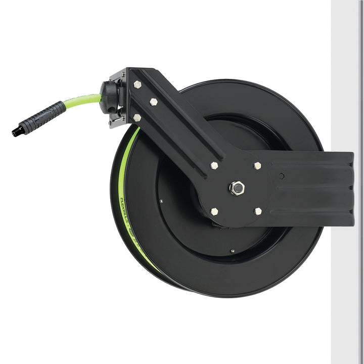 FlexZilla L8611FZ Retractable Air Hose Reel, Open Face, Single Axle Arm, 3/8" x 50'