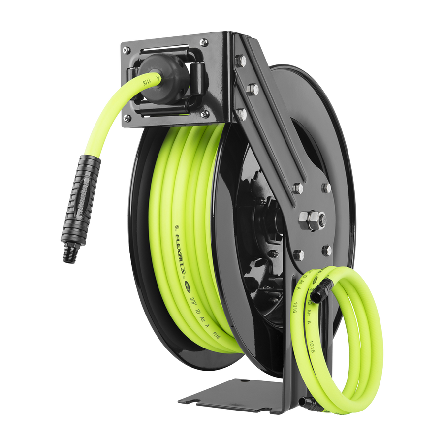 FlexZilla L8611FZ Retractable Air Hose Reel, Open Face, Single Axle Arm, 3/8" x 50'