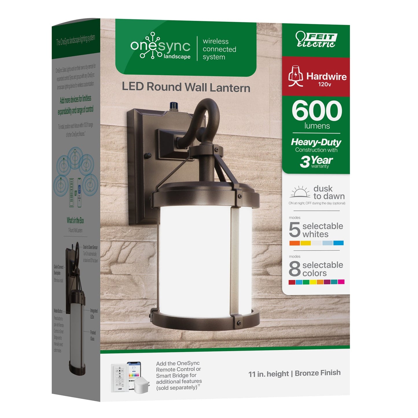 Feit Electric LAN11RND/SYNC/BZ 11 in. OneSync Landscape 120V Bronze Round Decorative Lantern