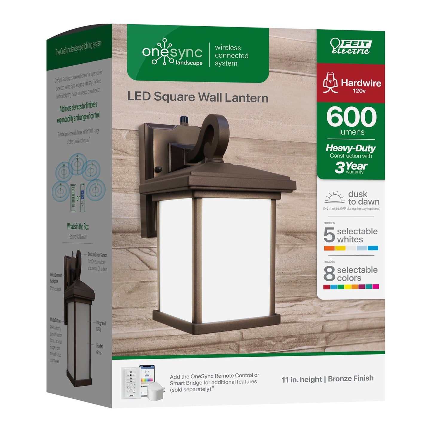 Feit Electric LAN11SQ/SYNC/BZ 11 in. OneSync Landscape 120V Bronze Square Decorative Lantern