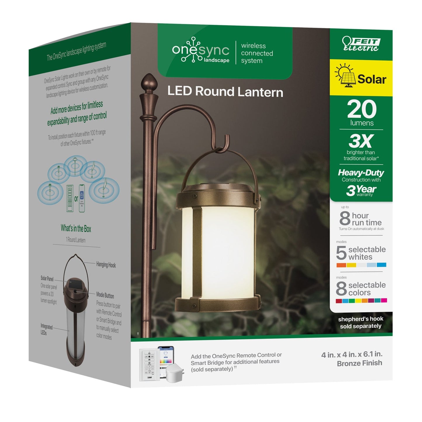 Feit Electric LAN4RND/SYNC/SOL/BZ OneSync Landscape LED Round Solar Lantern