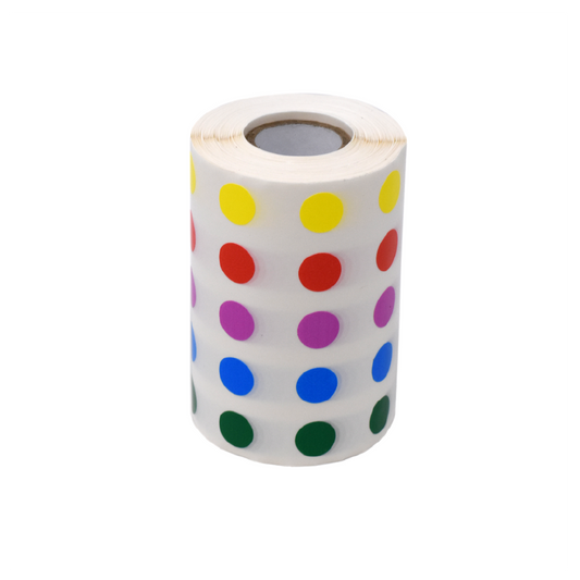 Globe Scientific LCR-13RW Label Rolls Cryo 13mm Dots for 1.5-2mL Tubes Assorted Colors (1000 dots in blue green violet red and yellow)