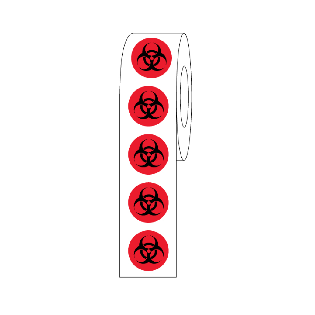 Globe Scientific LCR-95BIO Label Rolls Cryo 9.5mm Biohazard Dots