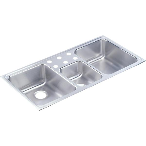 Elkay LCR4322 Lustertone® Classic Stainless Steel 43" x 22" x 7-7/8" Triple Bowl Drop-in Sink