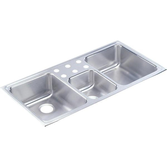 Elkay LCR4322 Lustertone® Classic Stainless Steel 43" x 22" x 7-7/8" Triple Bowl Drop-in Sink