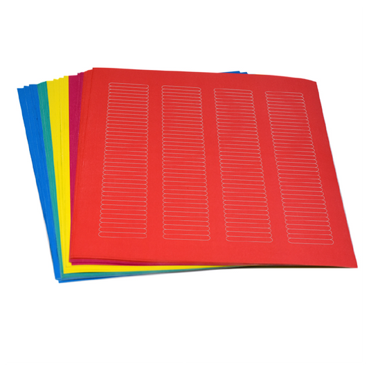Globe Scientific LCS-38X6RW Label Sheets Cryo 38x6mm for Microplates Assorted Colors (780 labels in blue green violet red and yellow)