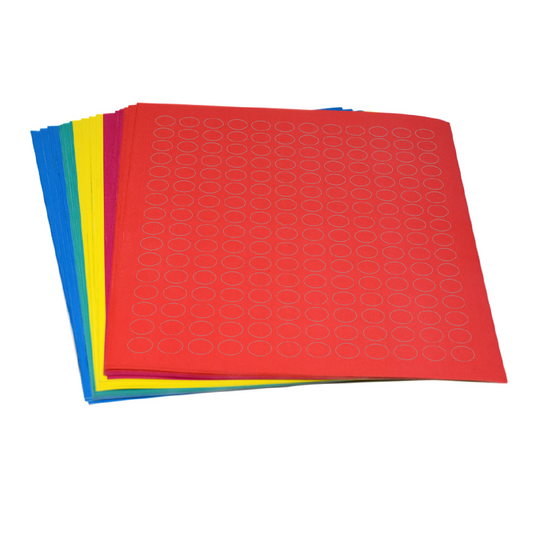 Globe Scientific LCS-D13RW Label Sheets Cryo 13mm Dots for 1.5-2mL Tubes Assorted Colors (960 labels in blue green violet red and yellow)