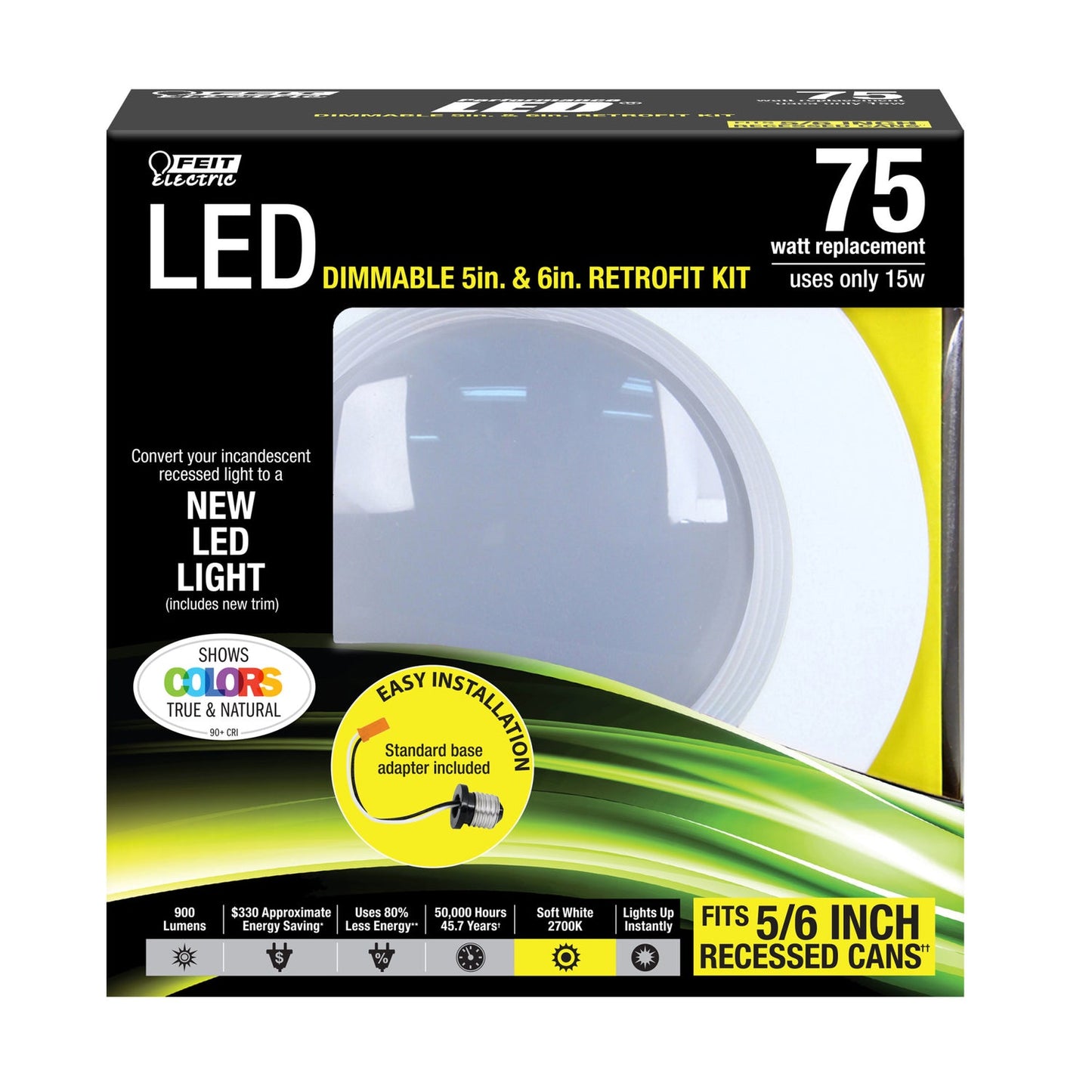 Feit Electric LEDG2R5675/927 5-6 in. 15W (75W Replacement) Soft White (2700K) Dimmable LED Downlight Retrofit Kit