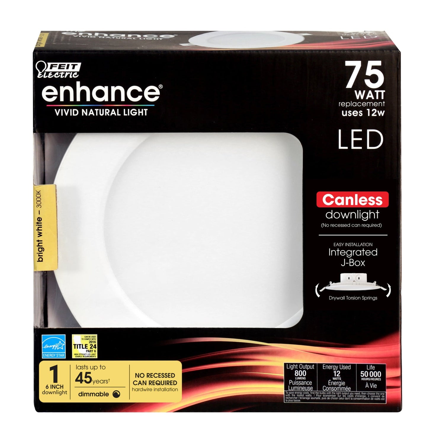 Feit Electric LEDR56JBX/930 5-6 in. 12W (75W Replacement) Bright White (3000K) Integrated J-Box Canless Recessed Downlight