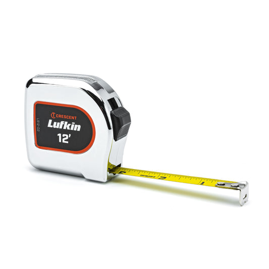 Lufkin L912-02 1/2" x 12' Chrome Case Yellow Clad Tape Measure