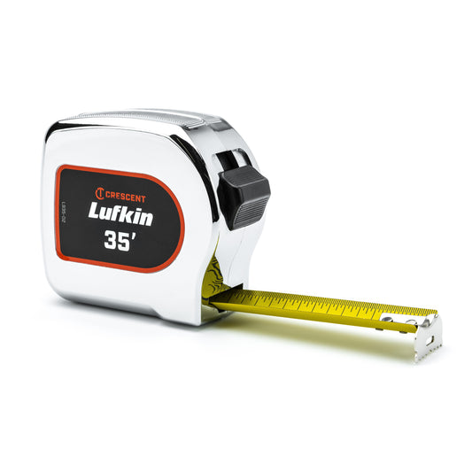 Lufkin L935-02 1-1/8" x 35' Chrome Case Yellow Clad Tape Measure