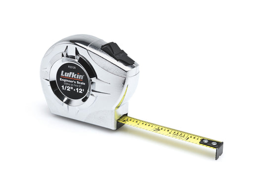 Lufkin P2212XN 1/2" x 12' P2000 Series Chrome Case Yellow Clad A7 Blade Power Return Tape Measure