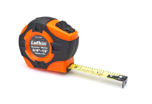 Lufkin PHV1034DMN 3/4" x 3.7m/12' P1000 Series SAE/Metric Engineer's Yellow Clad A29 Power Return Tape